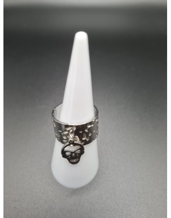 Bague réglable tête de mort