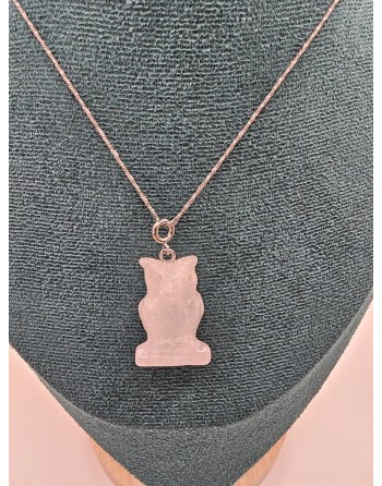 collier hibou cristal de roche