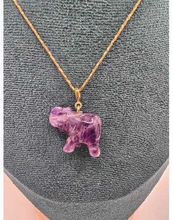 collier éléphant améthyste